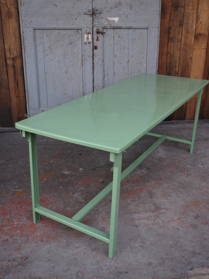 Table militaire metal bureau industrielle peinture epoxy verte – Image 3