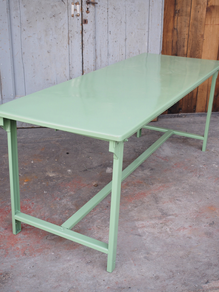 Table militaire metal bureau industrielle peinture epoxy verte – Image 4