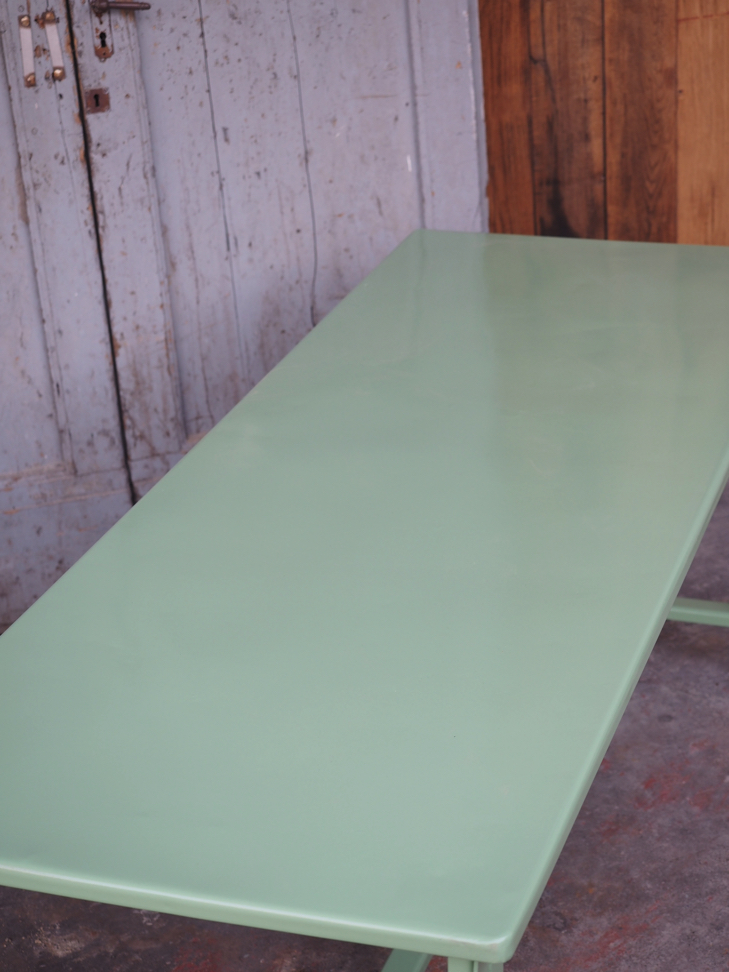 Table militaire metal bureau industrielle peinture epoxy verte – Image 5