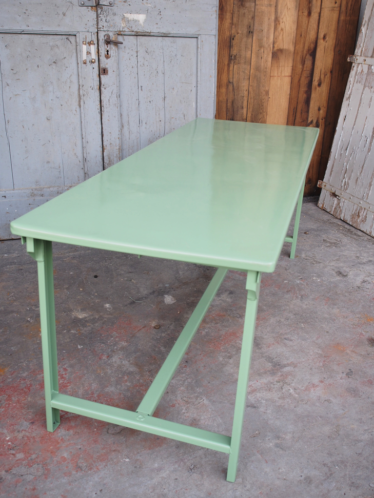 Table militaire metal bureau industrielle peinture epoxy verte – Image 11