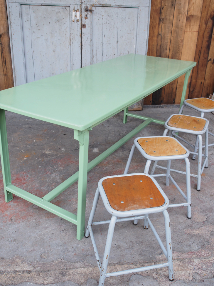 Table militaire metal bureau industrielle peinture epoxy verte – Image 13