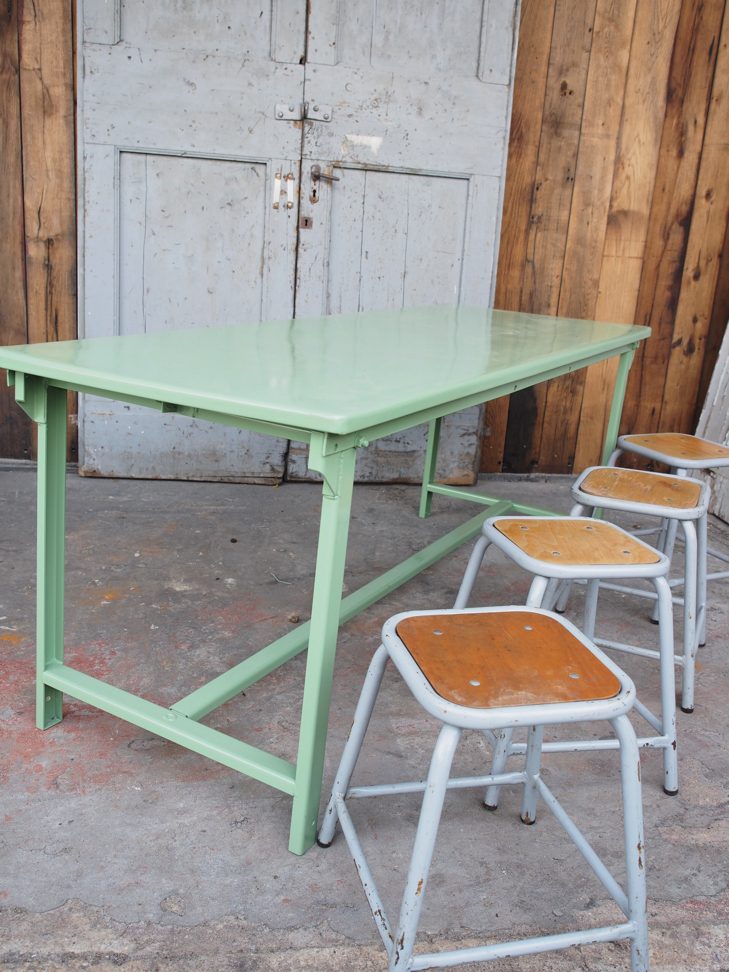Table militaire metal bureau industrielle peinture epoxy verte – Image 15