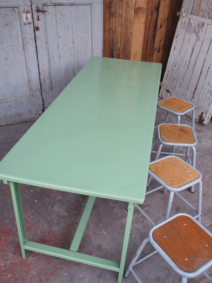 Table militaire metal bureau industrielle peinture epoxy verte – Image 2