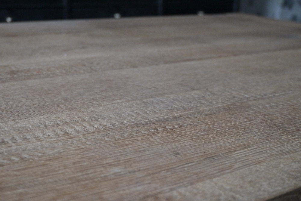 Table ou bureau metal industriel militaire plateau chene massif – Image 11