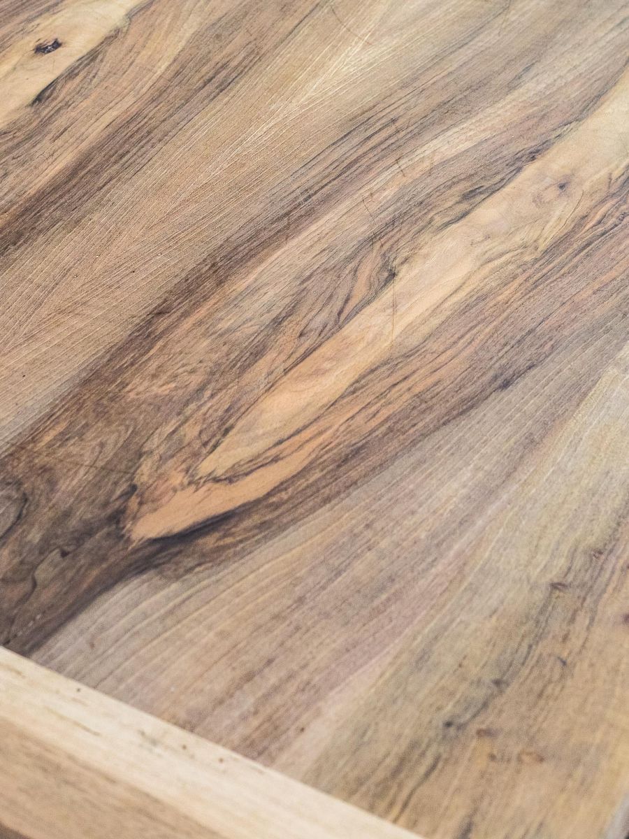 table industrielle plateau chene massif pietement fonte – Image 9