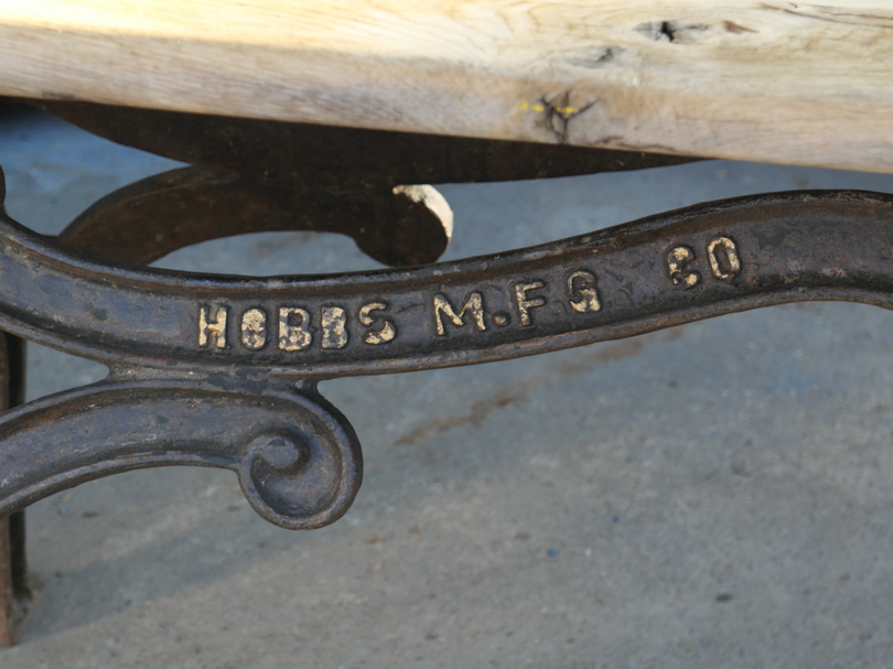 table industrielle plateau ancien chene massif pietement fonte americain – Image 16