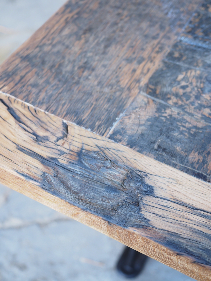 grande table industrielle plateau chene massif pietement fonte – Image 13