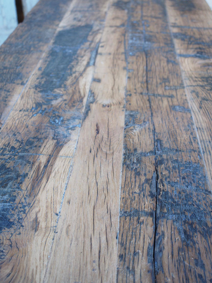 grande table industrielle plateau chene massif pietement fonte – Image 14