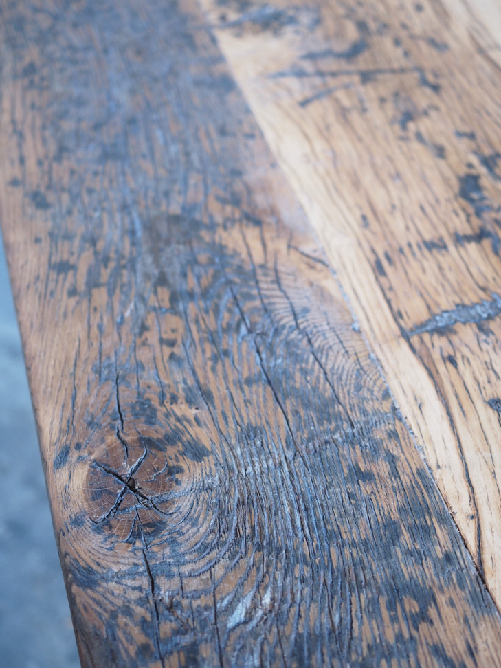 grande table industrielle plateau chene massif pietement fonte – Image 11