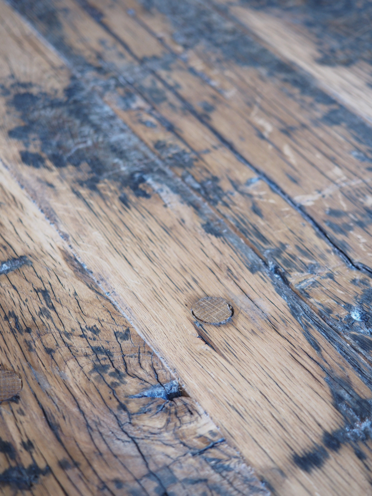 grande table industrielle plateau chene massif pietement fonte – Image 12