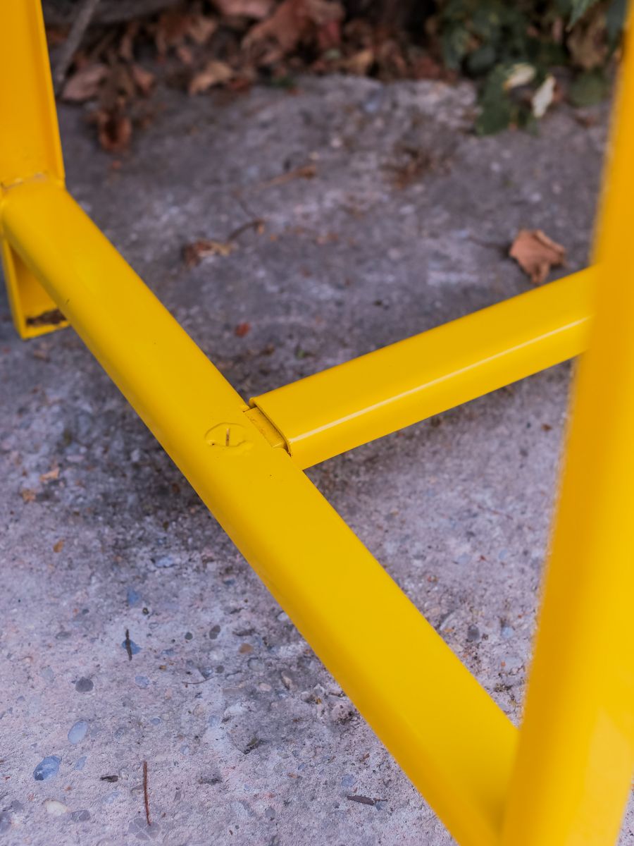 Table militaire metal bureau industrielle peinture epoxy jaune – Image 6