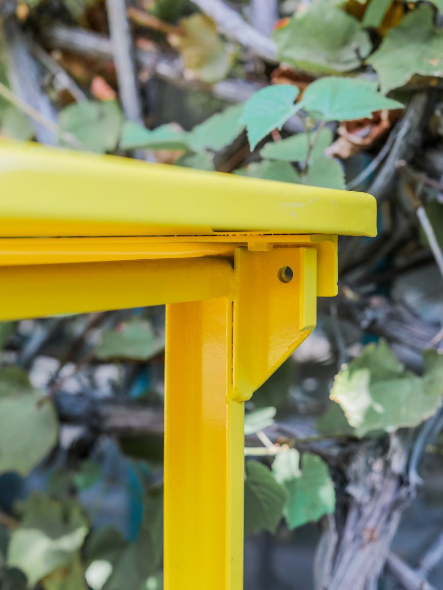 Table militaire metal bureau industrielle peinture epoxy jaune – Image 10