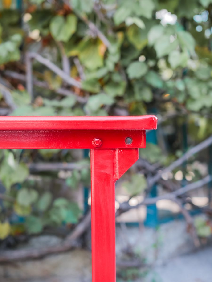 Table militaire metal bureau industrielle peinture epoxy rouge – Image 4