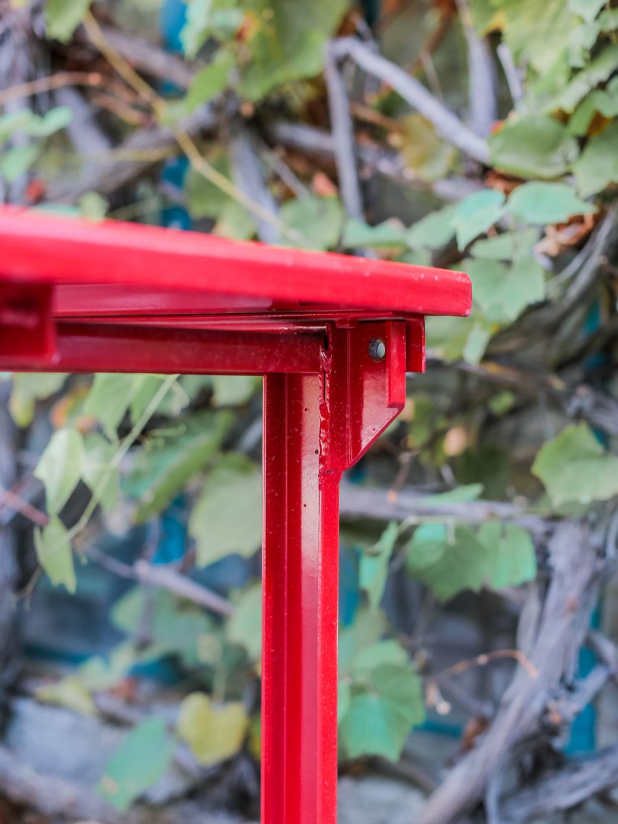 Table militaire metal bureau industrielle peinture epoxy rouge – Image 6