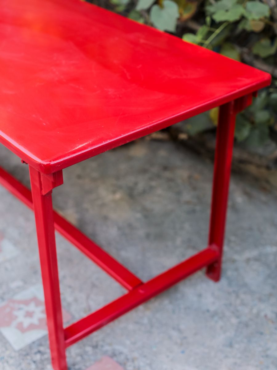 Table militaire metal bureau industrielle peinture epoxy rouge – Image 2