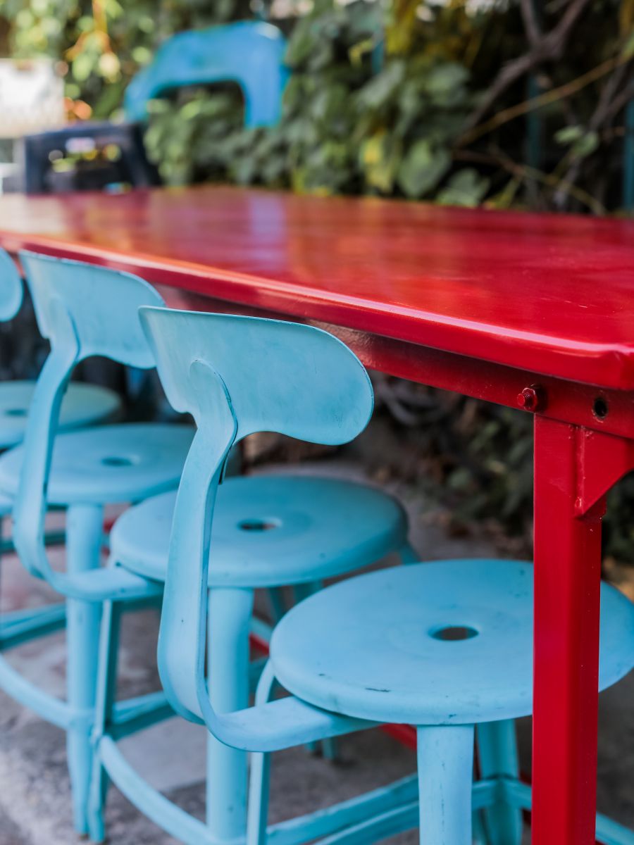 Table militaire metal bureau industrielle peinture epoxy rouge – Image 10