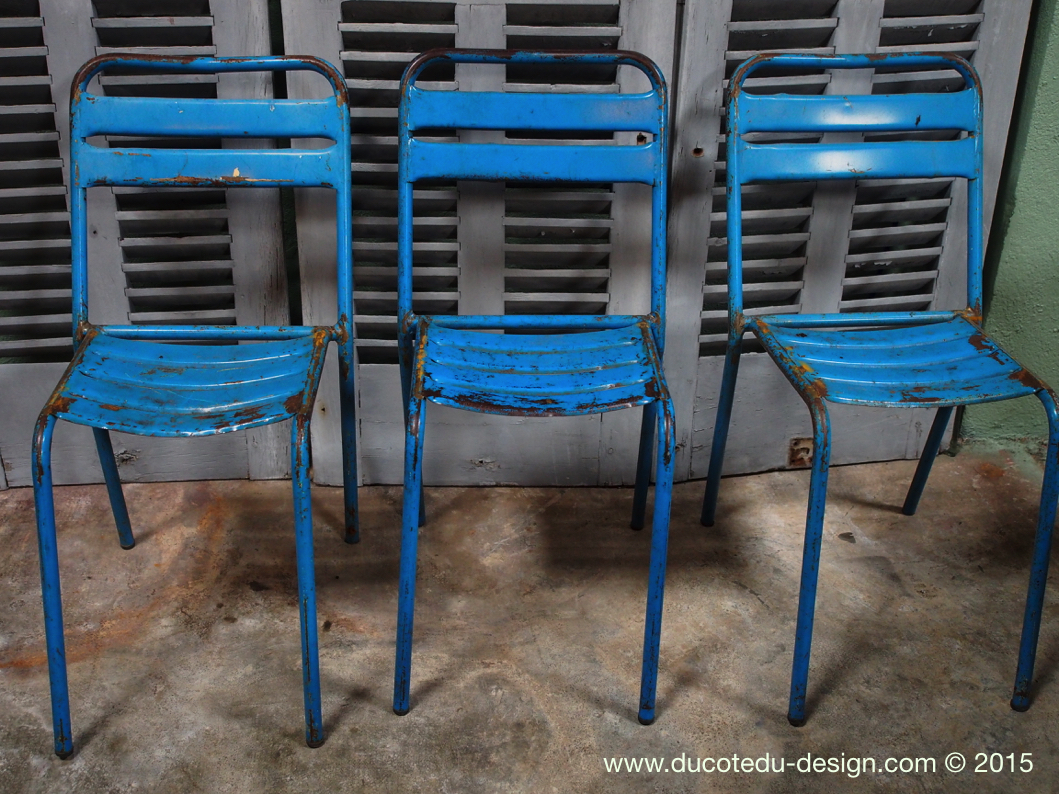chaise bistrot metal patine d'origine – Image 6