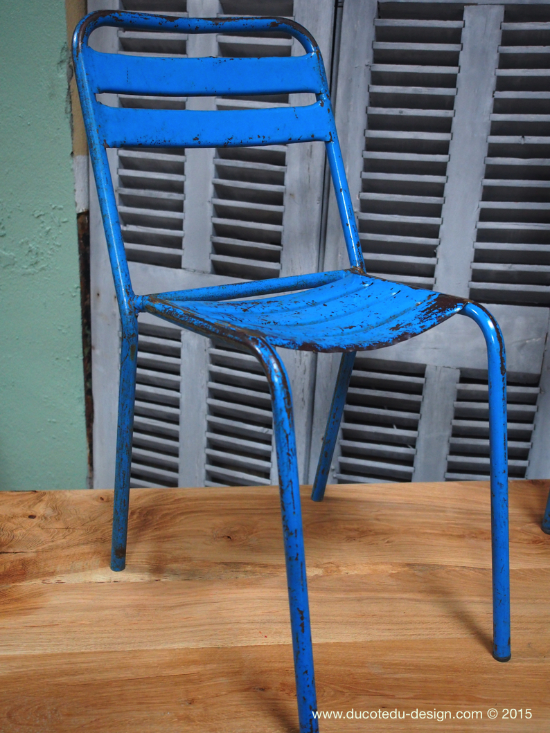 chaise bistrot metal patine d'origine – Image 9
