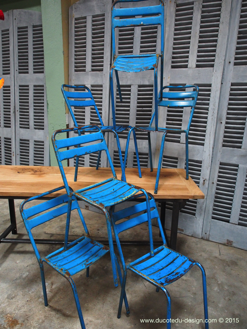 chaise bistrot metal patine d'origine – Image 14