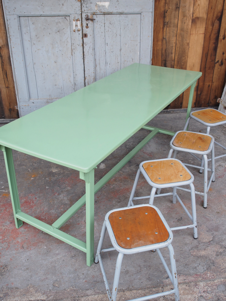 tabouret industriel metal et bois – Image 10