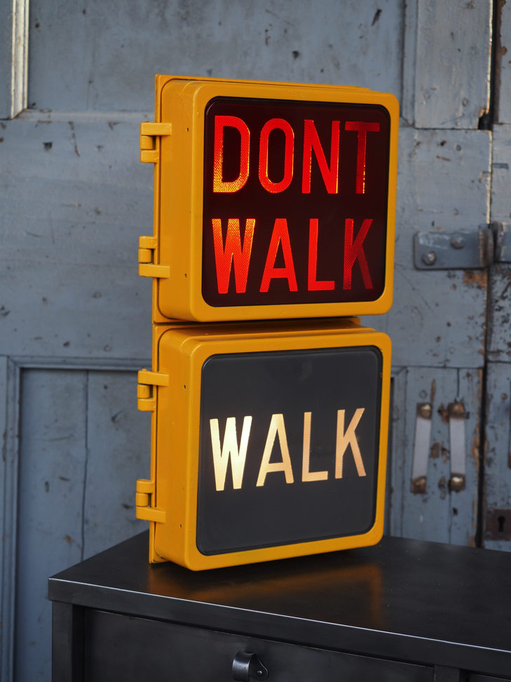 New York feu dont walk americain vintage USA jaune d'origine – Image 2