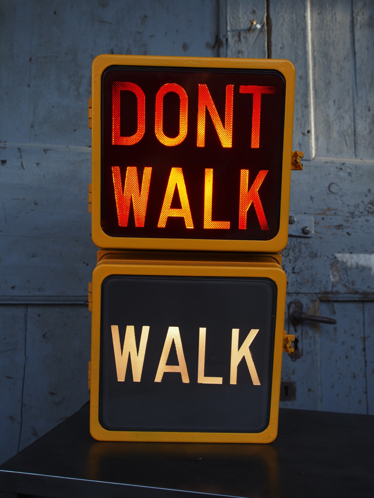 New York feu dont walk americain vintage USA jaune d'origine – Image 12