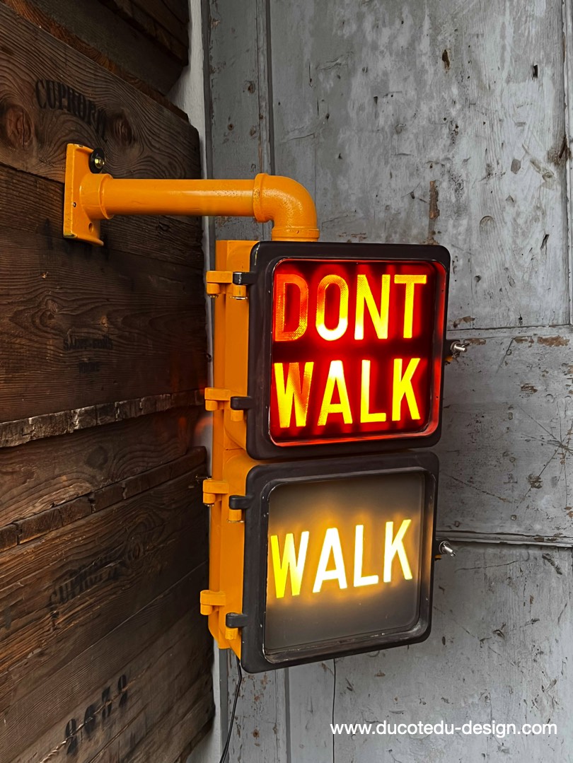 New York feu dont walk americain vintage USA jaune d'origine – Image 3