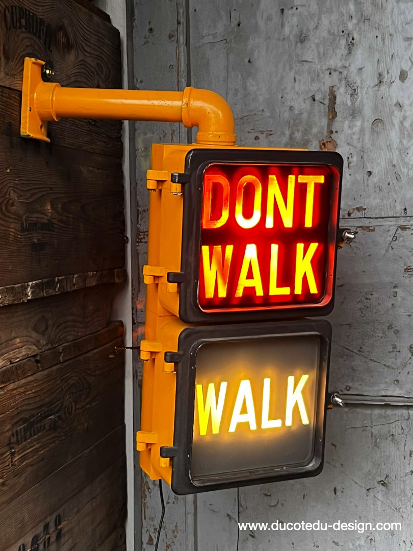 New York feu dont walk americain vintage USA jaune d'origine – Image 2