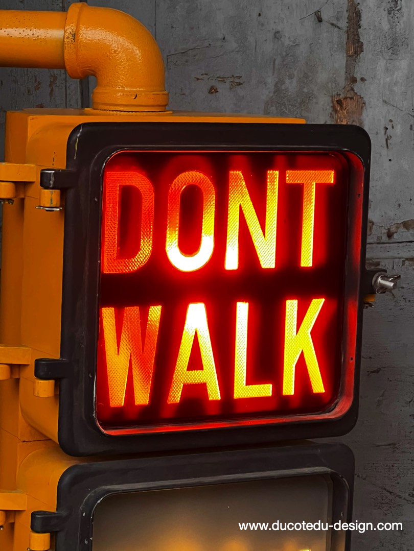 New York feu dont walk americain vintage USA jaune d'origine – Image 4