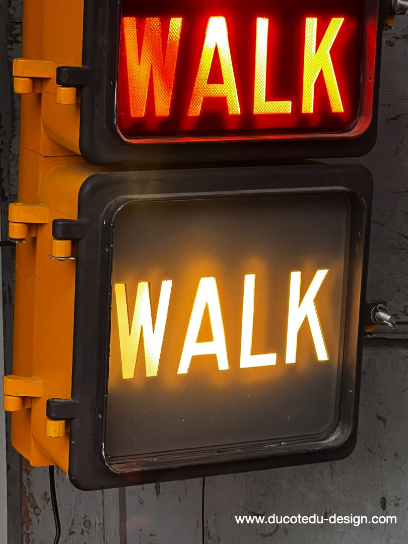 New York feu dont walk americain vintage USA jaune d'origine – Image 5