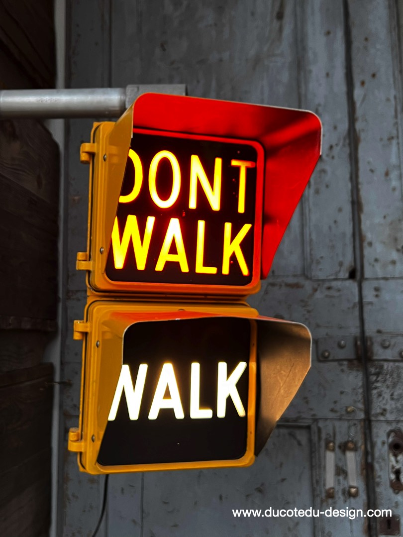 New York feu dont walk americain vintage USA jaune d'origine – Image 2