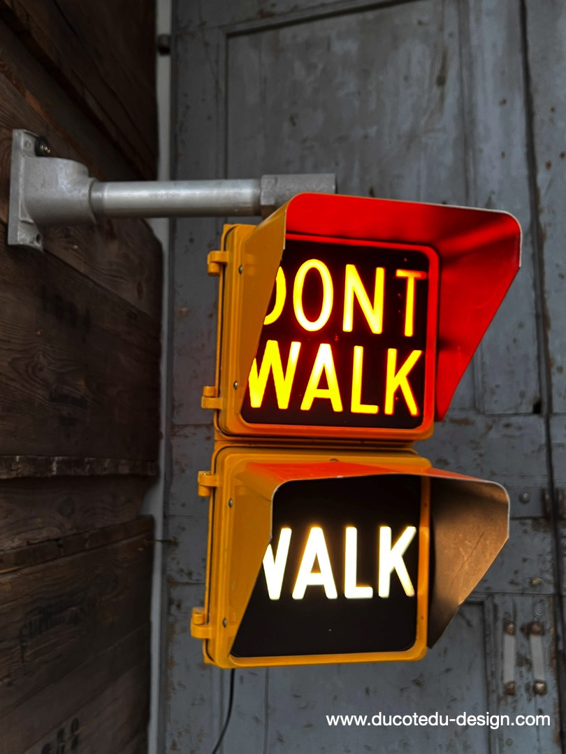 New York feu dont walk americain vintage USA jaune d'origine – Image 3