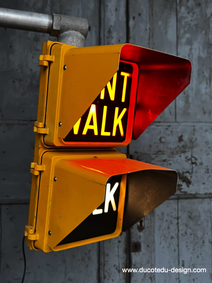 New York feu dont walk americain vintage USA jaune d'origine – Image 5