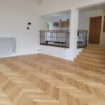 Pose collée à Bâton Rompu de Parquet Chêne Listone Giordano