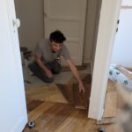 Pose collée de Parquet Listone Giordano Firenze Traccia Point de Hongrie