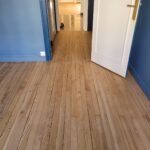Ponçage vitrification de parquet et pose collée de parquet Listone Giordano Biancospino NaturPlus2 pour la cuisine