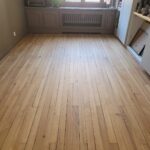Ponçage vitrification de parquet et pose collée de parquet Listone Giordano Biancospino NaturPlus2 pour la cuisine
