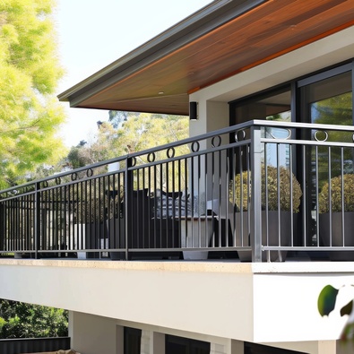 fence. chrome stainless steel fence on balcony