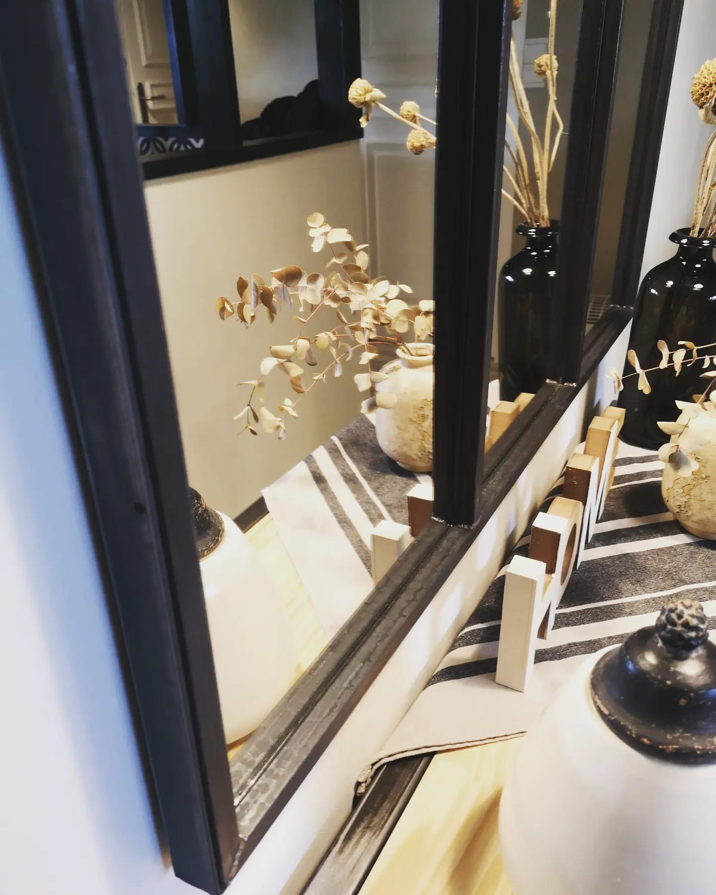 Mirroir style verrière industriel