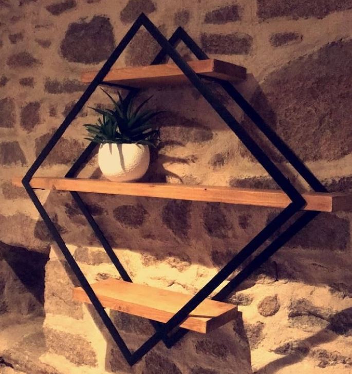 cadre murale acier et bois