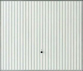 Porte de garage basculante débordante Europro 123 avec rails acier nervures verticales et barre décartement blanc RAL 9016 – 200x250cm