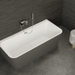 Baignoire semi-ilot grise mate pour salle de bains - SPALINA