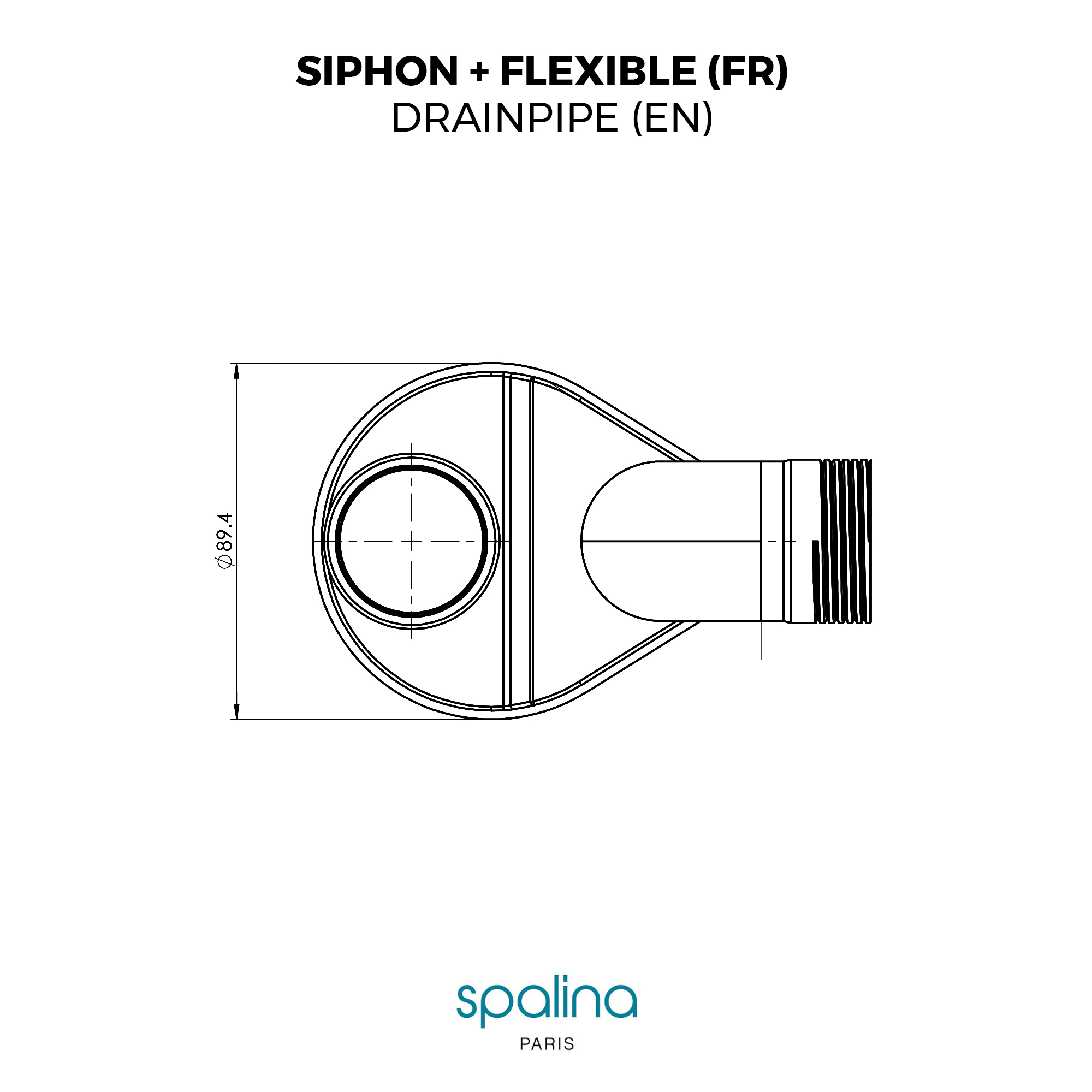 Siphon + flexible pour baignoire ilot