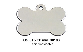 Médaille os en acier inoxydable  31x30mm réf 30183