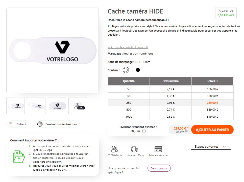 Nouvelle fiche produit goodies de Veoprint qui améliore l'expérience client