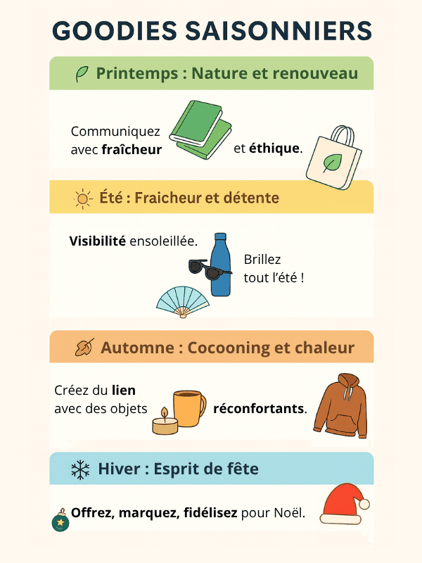 infographie inspiration goodies pour une stratégie de marketing saisonnier