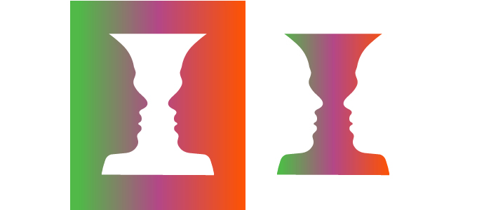 illustration loi de la bonne forme avec le vase de rbin en dégradé coloré