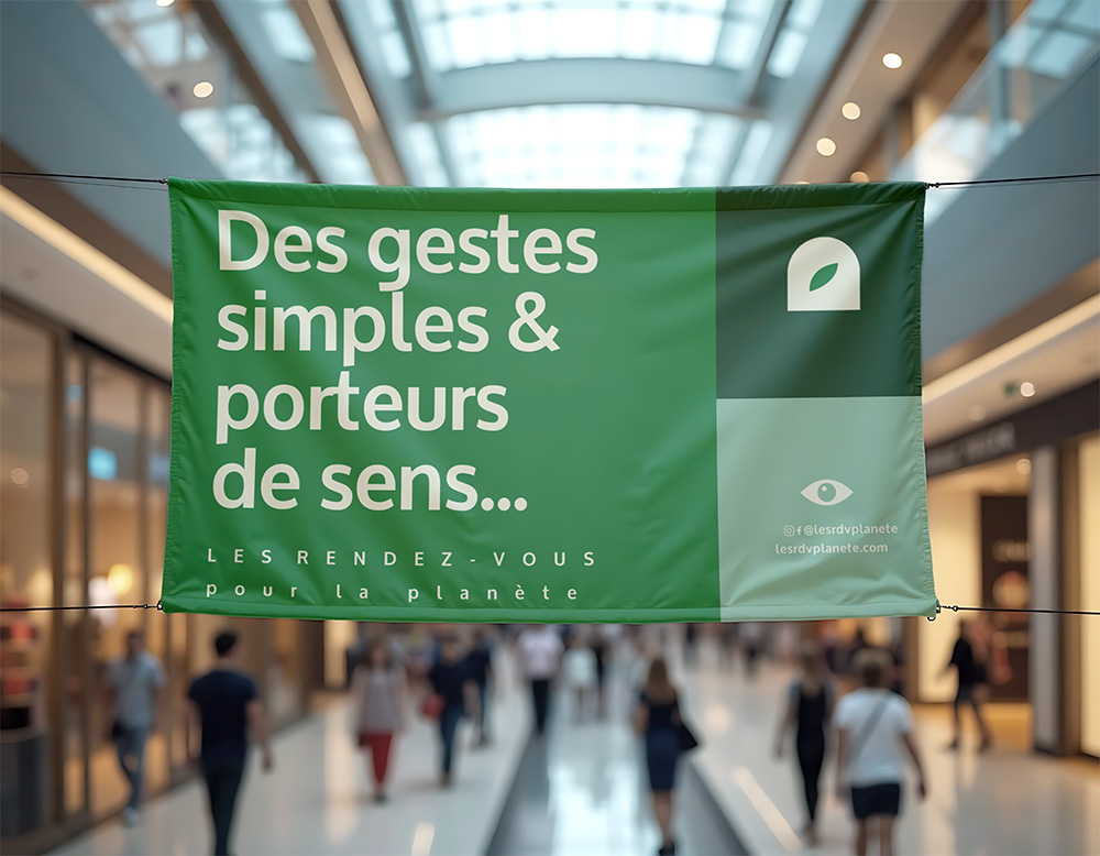 bannière dans un centre commercial
